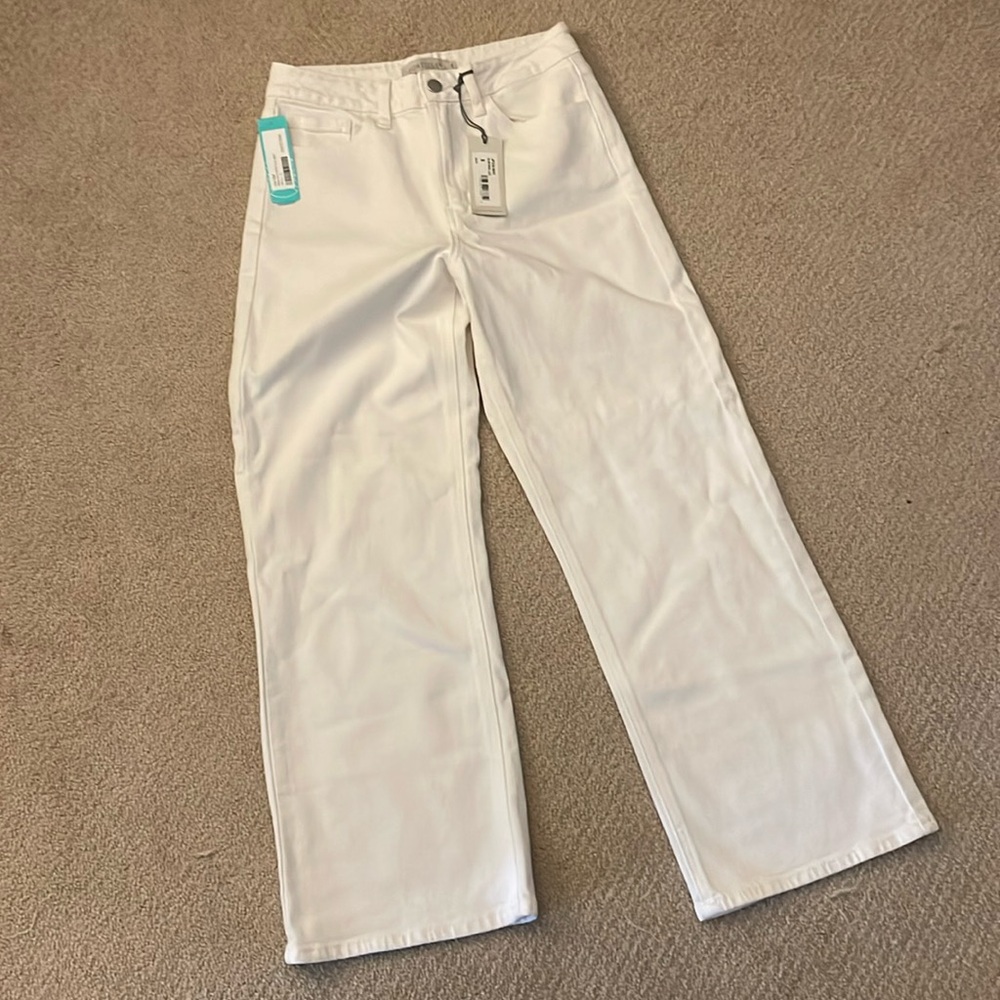 Just USA white slim wide leg jeans